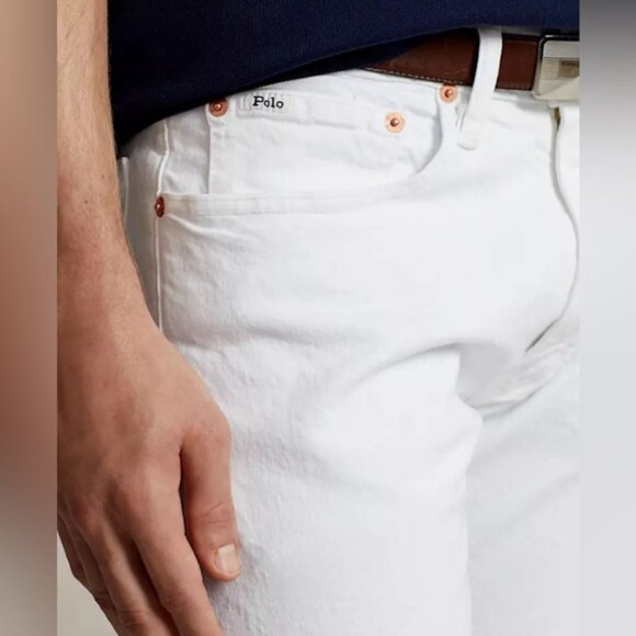 NWT POLO RALPH‎ LAUREN THE VARICK SLIM STRAIGHT Core Replen White Jeans 36X30 - Picture 3 of 16